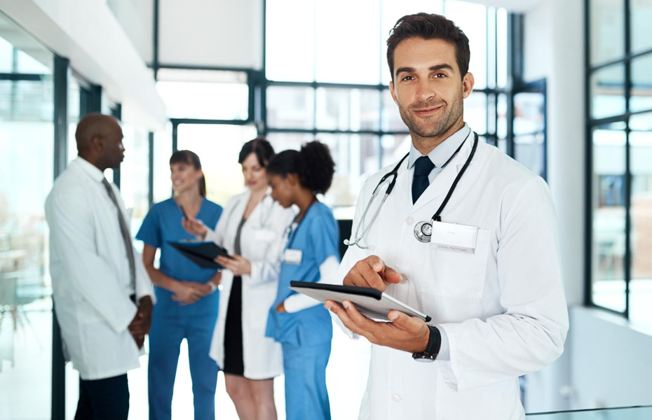 Surgeon in a white coat